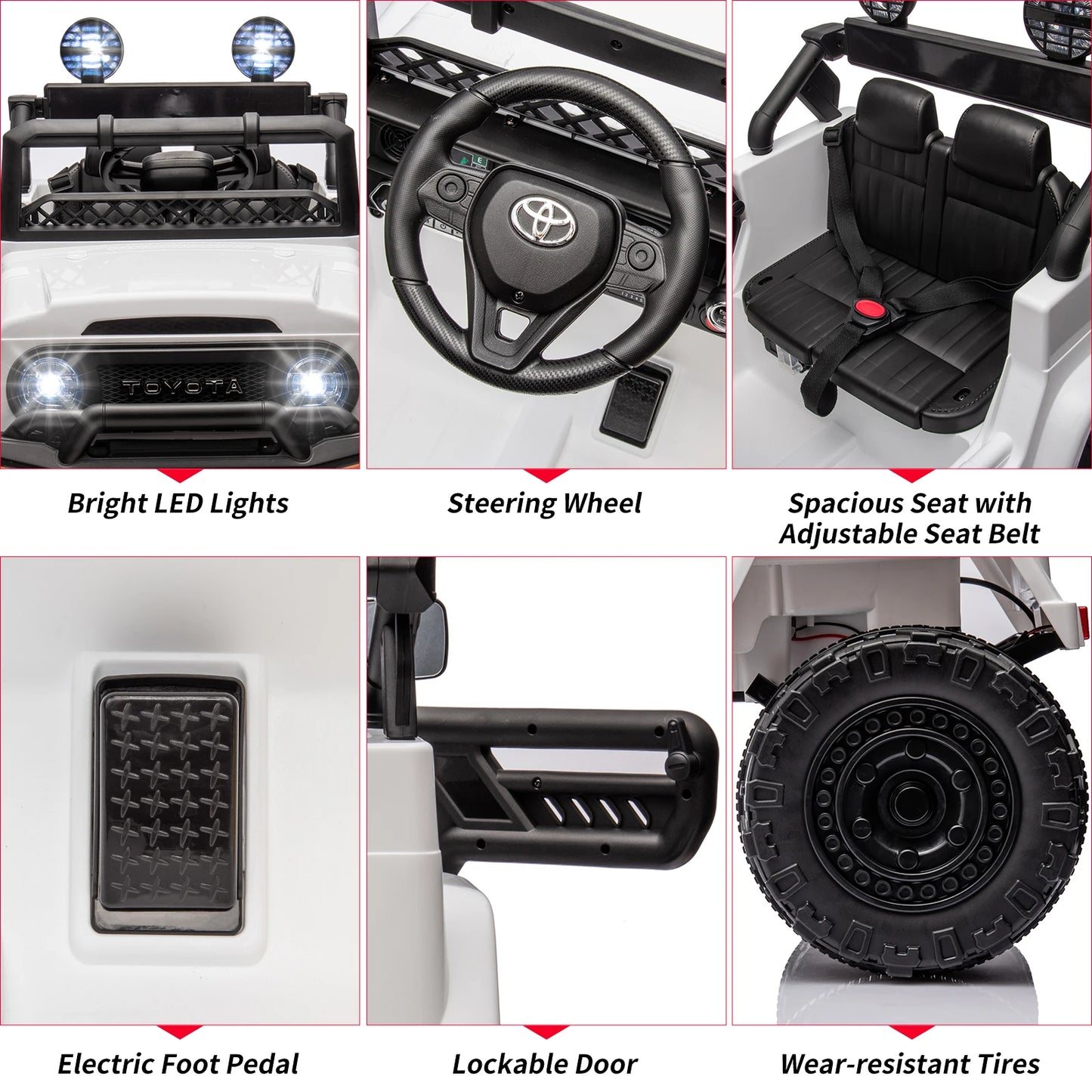 12V Electric Ride on Car Toy Truck Ride on Car for Kids Boys Girls 3 Speed MP3 Music LED Lights Safety Belt 66Lb Weight Capacity