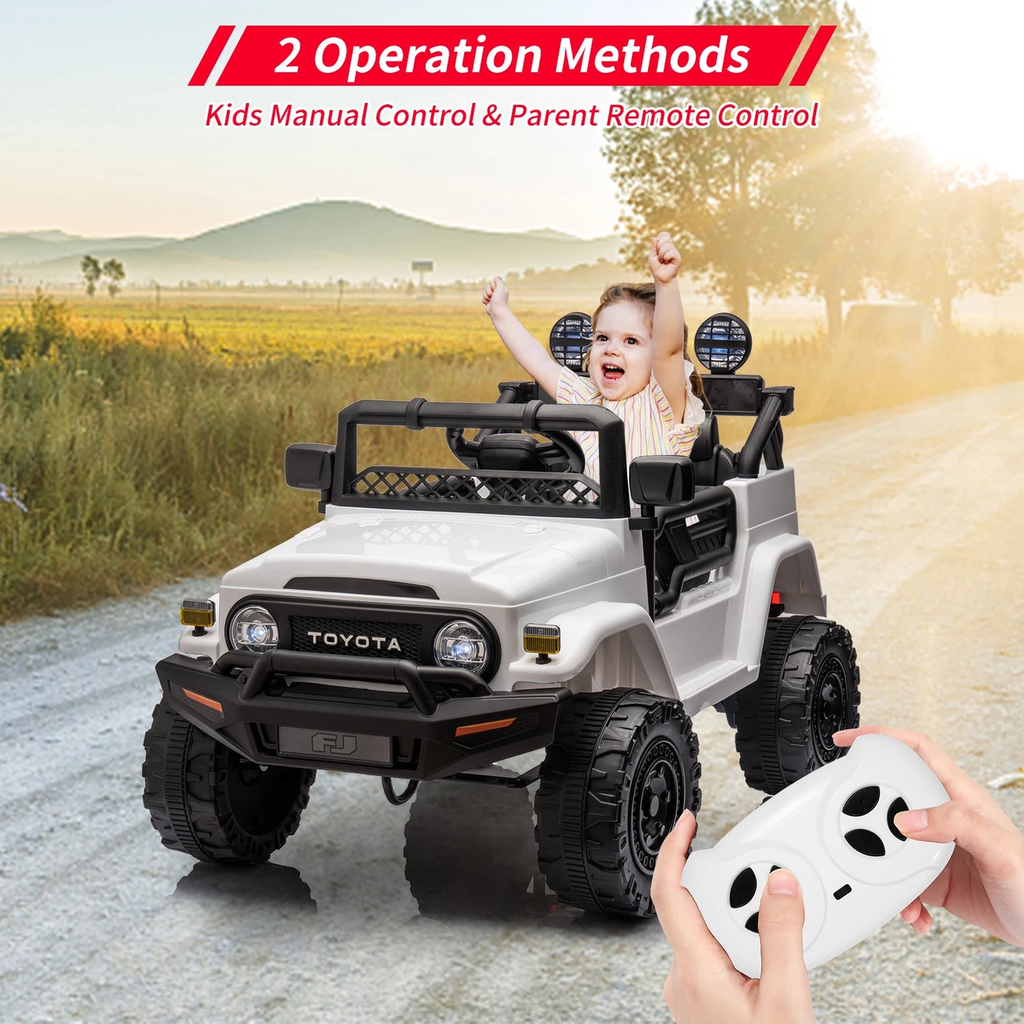 12V Electric Ride on Car Toy Truck Ride on Car for Kids Boys Girls 3 Speed MP3 Music LED Lights Safety Belt 66Lb Weight Capacity