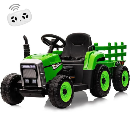 Kids Ride on Tractor,12V Kids Battery Powered Electric Tractor with R/C and Trailer,Toddler Kids Electric Vehicle with Headlight