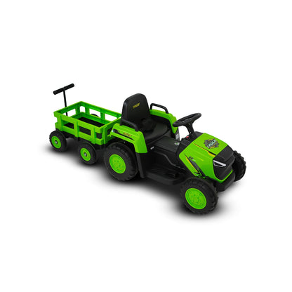 Children Ride on Tractor with Detachable Garden Cart 12V Electric Vehicle with Trailer Max Load 66 Lbs Battery-Powered 8-Wheel