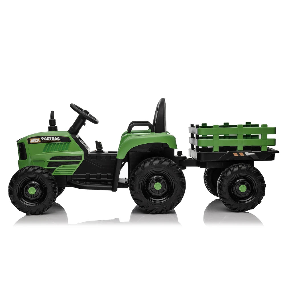 Ride on Tractor with Trailer,24V 400W Powered Electric Tractor Toy W/Remote Control,Electric Car for Kids,Three Speed Adjustable,Power Display, USB,MP3 ,Bluetooth,Led Light,Two-Point Safety Belt.