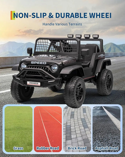 Electric Car for Kids Ride on Car with Remote Control Ride on Truck Toy for Toddler Boys Girls Bluetooth Music Player LED Light