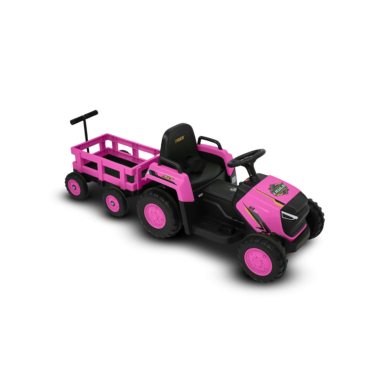 Children Ride on Tractor with Detachable Garden Cart 12V Electric Vehicle with Trailer Max Load 66 Lbs Battery-Powered 8-Wheel