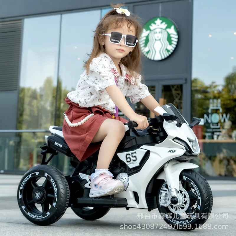 6V Load 30KG Children'S Dual Drive Large Ride on Remote Controlled Toy Charging Battery Motorcycle