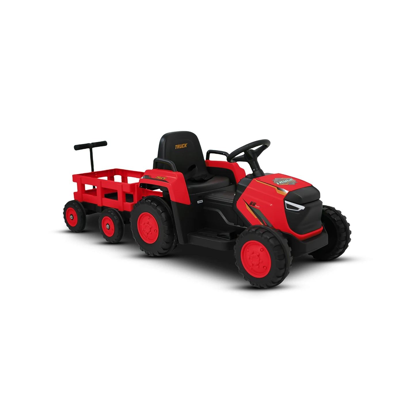 Children Ride on Tractor with Detachable Garden Cart 12V Electric Vehicle with Trailer Max Load 66 Lbs Battery-Powered 8-Wheel