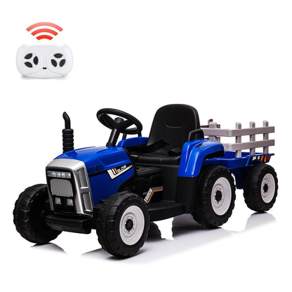 Kids Ride on Tractor,12V Kids Battery Powered Electric Tractor with R/C and Trailer,Toddler Kids Electric Vehicle with Headlight